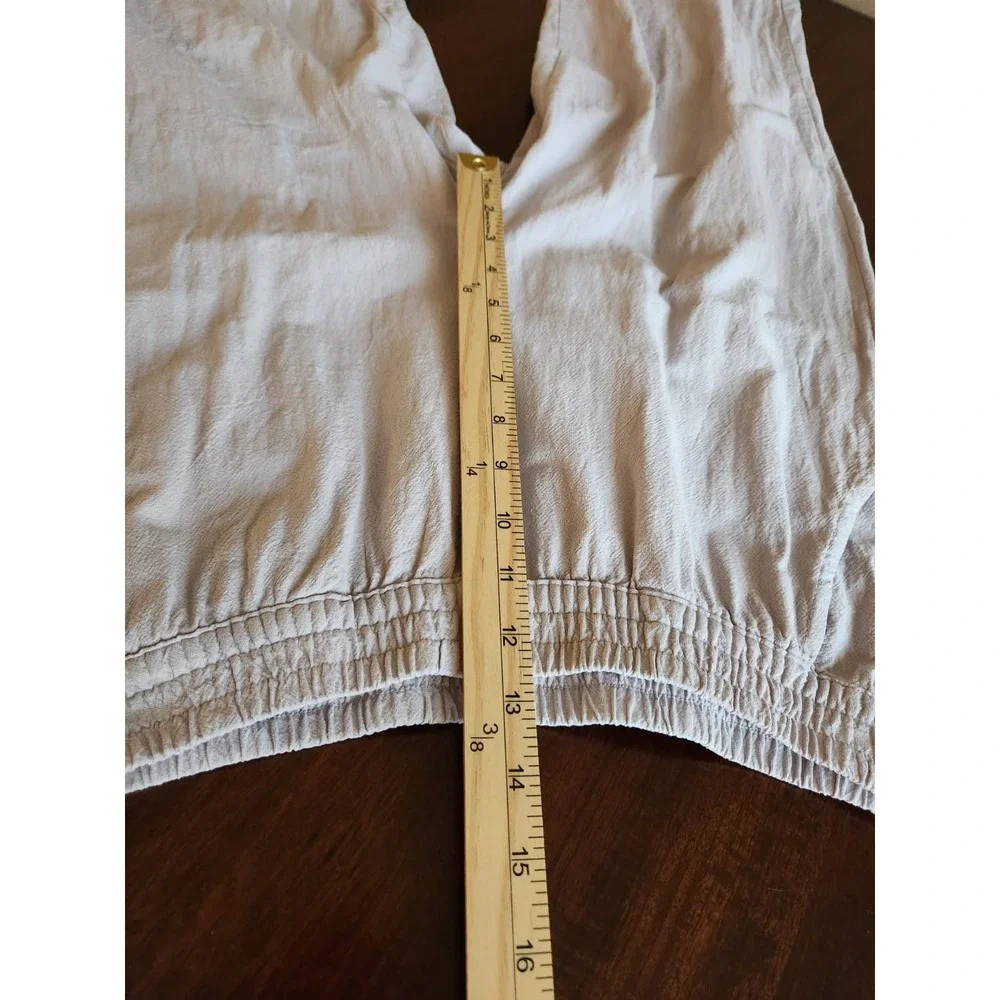 Ecupper Capri Pants Womens Size M Beige Wide Leg Crop Pull On Cotton Pockets